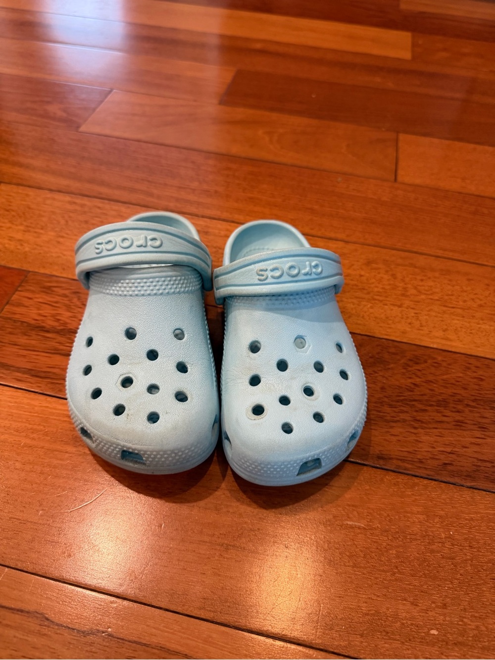CROCS Kids Light Blue Classic Clogs with Heel Strap